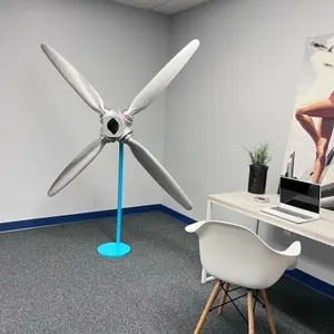 78" 4-Bladed Brushed Aluminum Airplane Propeller Modern Aviation Metal Wall Art